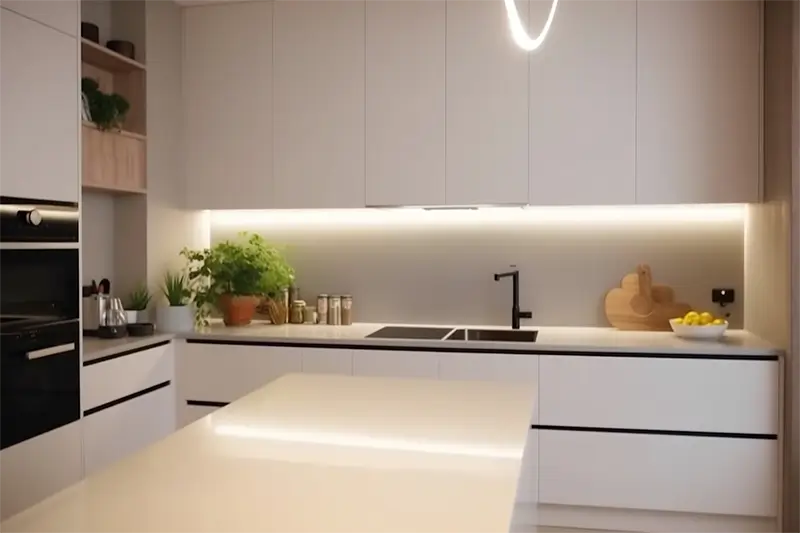 Nowoczesna kuchnia z oświetleniem led