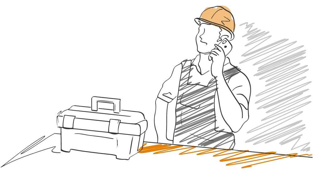 ilustracja - kontakt 123remonty - zróbmy razem remont - fachowiec rozmawia przez telefon