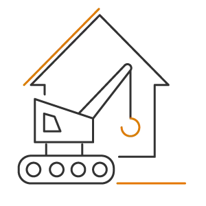 ikonka dźwigu przed budynkiem - usługi - okołobudowlane biur i lokali