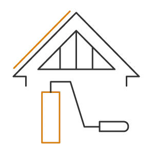 ikonka wałka malarskiego i dachu domu - usługi - remonty poddaszy